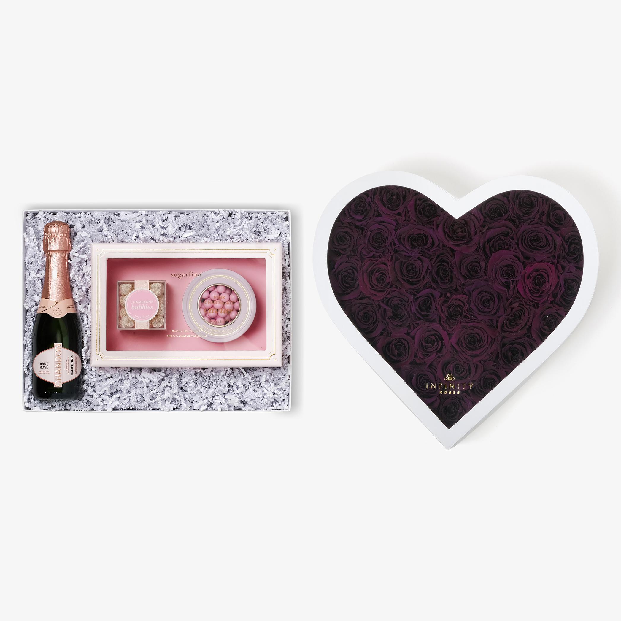 Rosé & Caviar - Grand Heart Box - Violet Rose - White Box