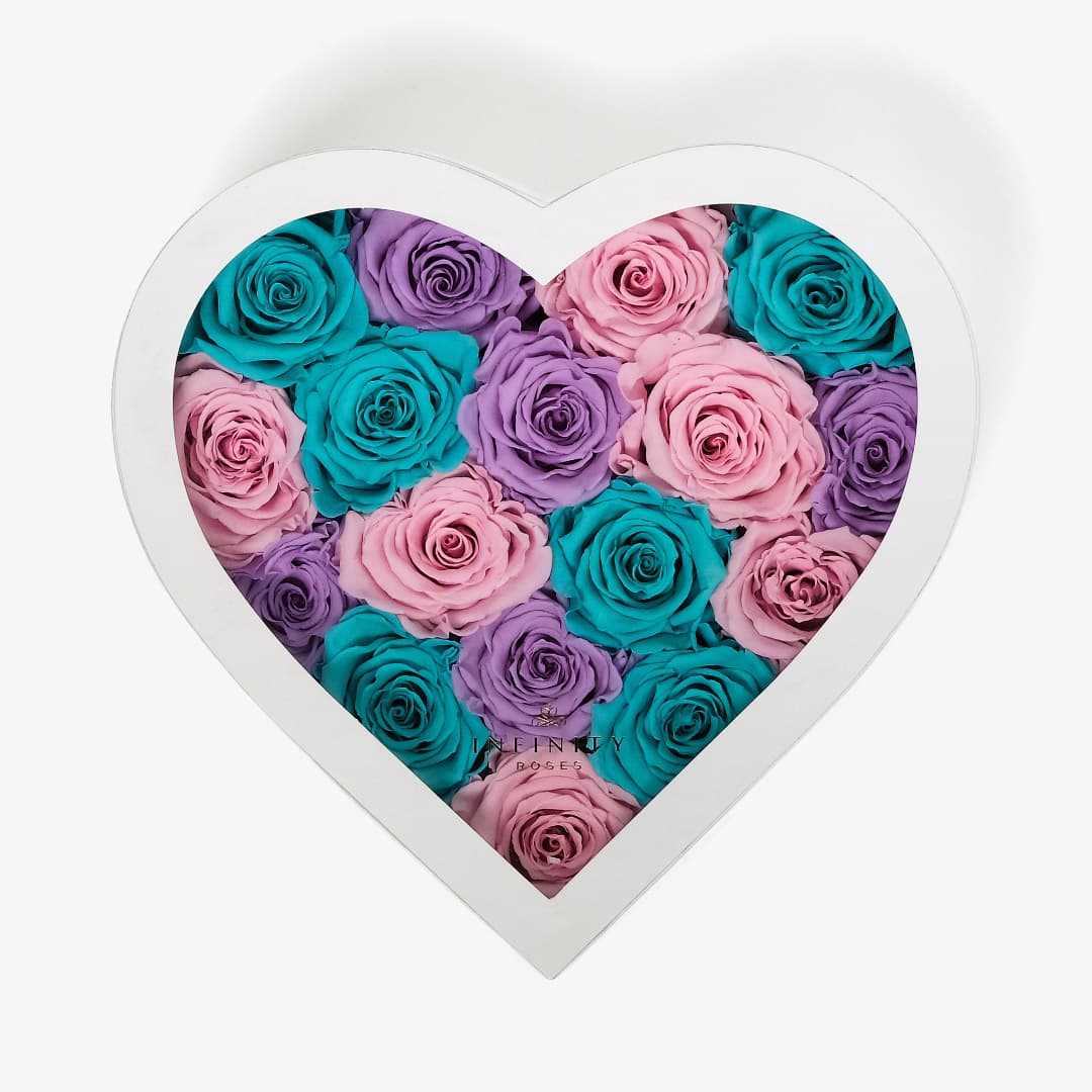 Large Heart Box - Pastel Ombre Rose - White Box