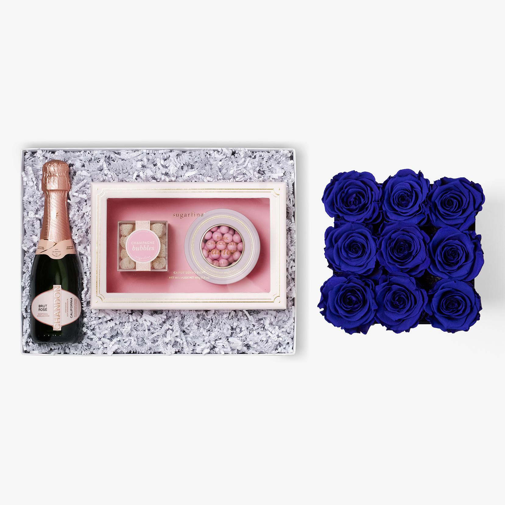 Rosé & Caviar - Medium Square Box - Royal Blue Rose - Black Box