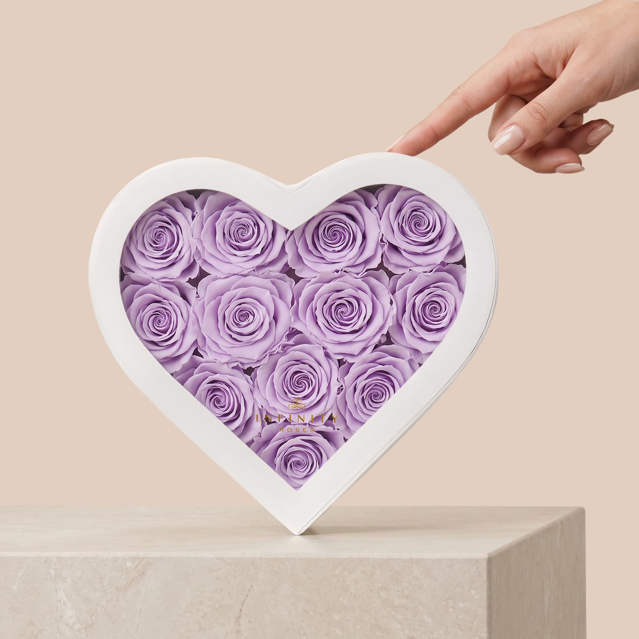 Medium Heart Box - Lavender Rose - White Box
