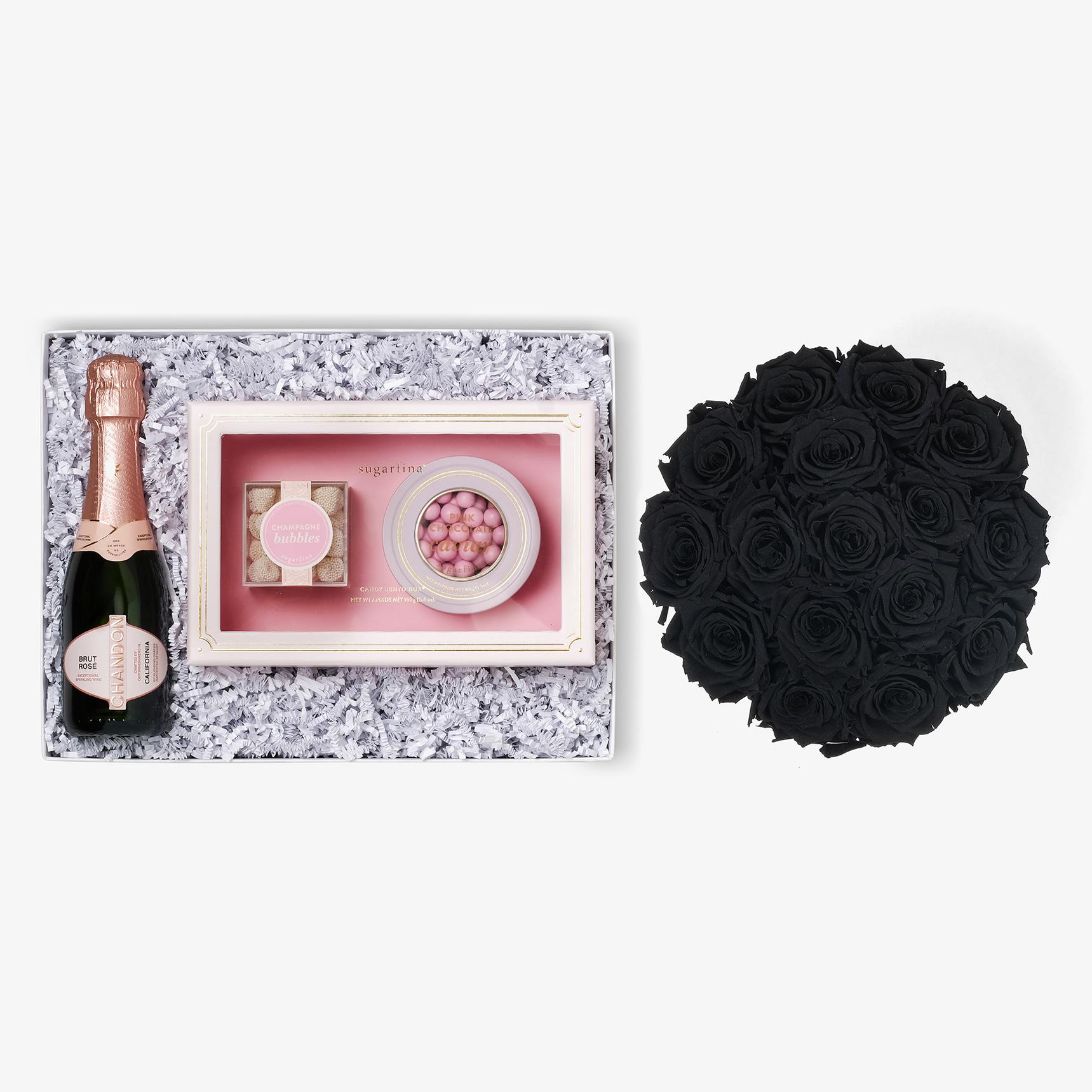 Rosé & Caviar - Large Bloom Box - Black Rose - Black Box