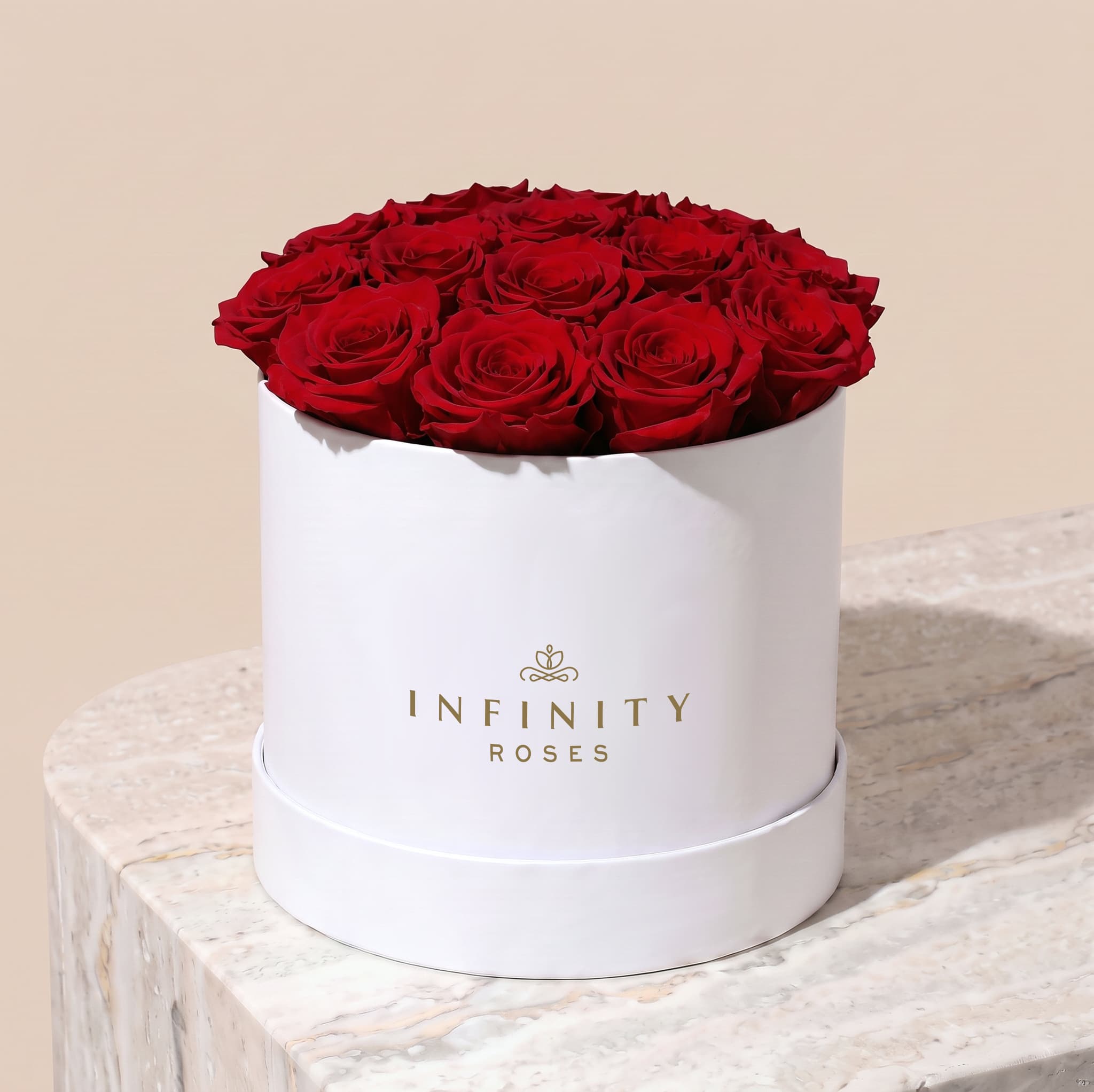 Large Bloom Rose Box - Red Rose - White Box