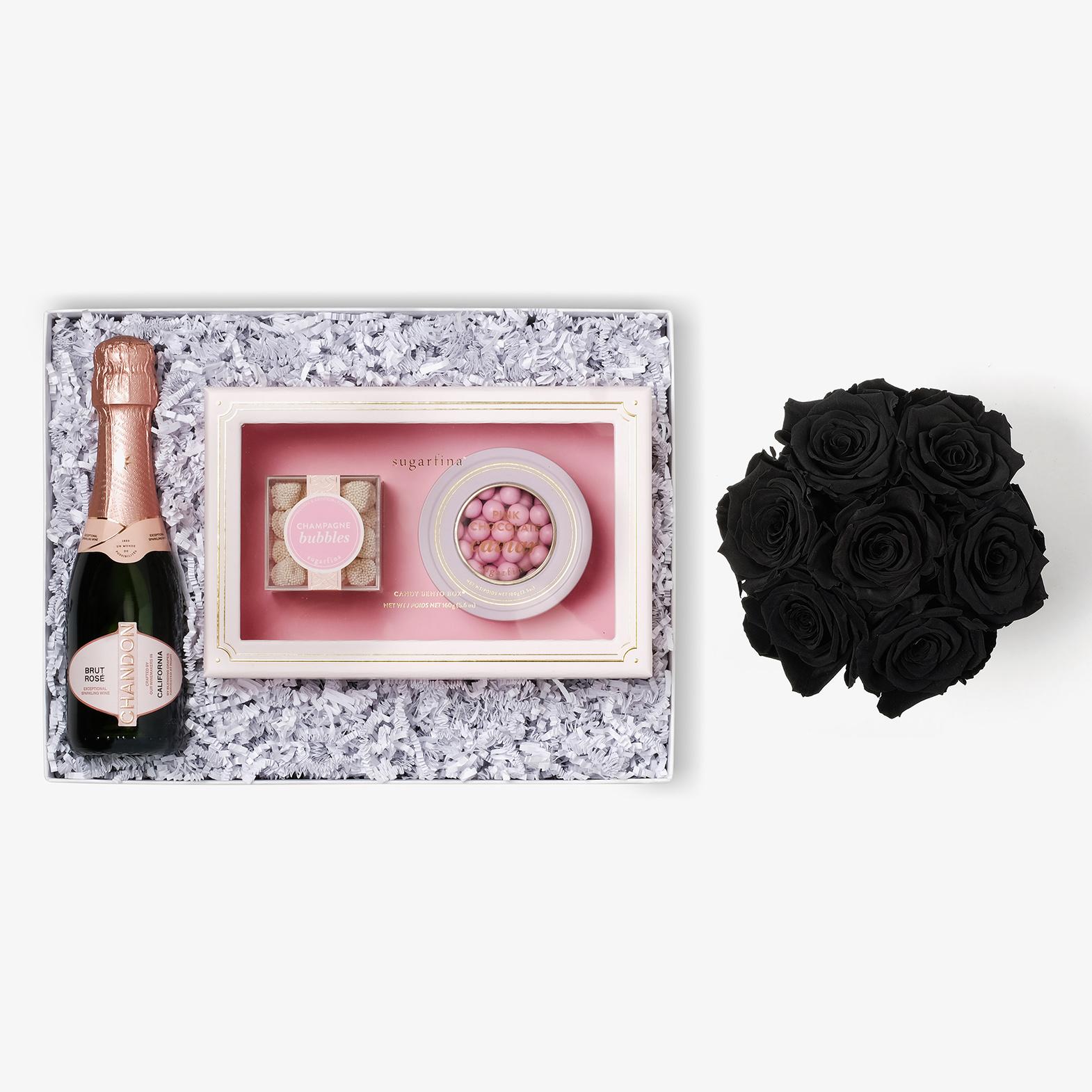Rosé & Caviar - Medium Bloom Box - Black Rose - Black Box