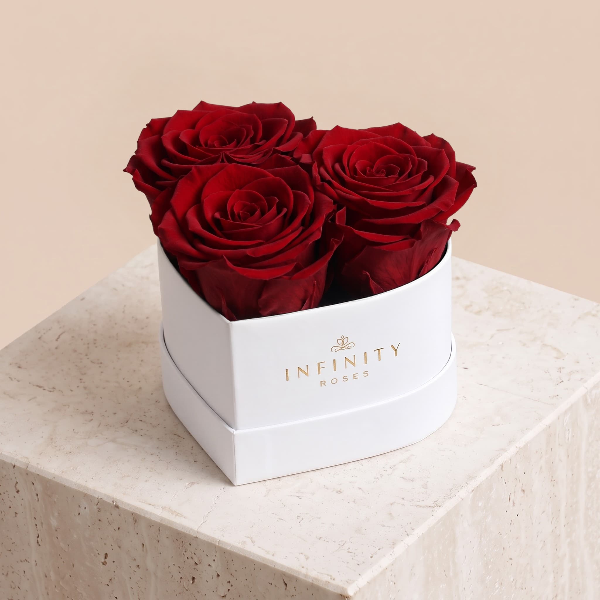 Small Heart Box - Red Rose - White Box