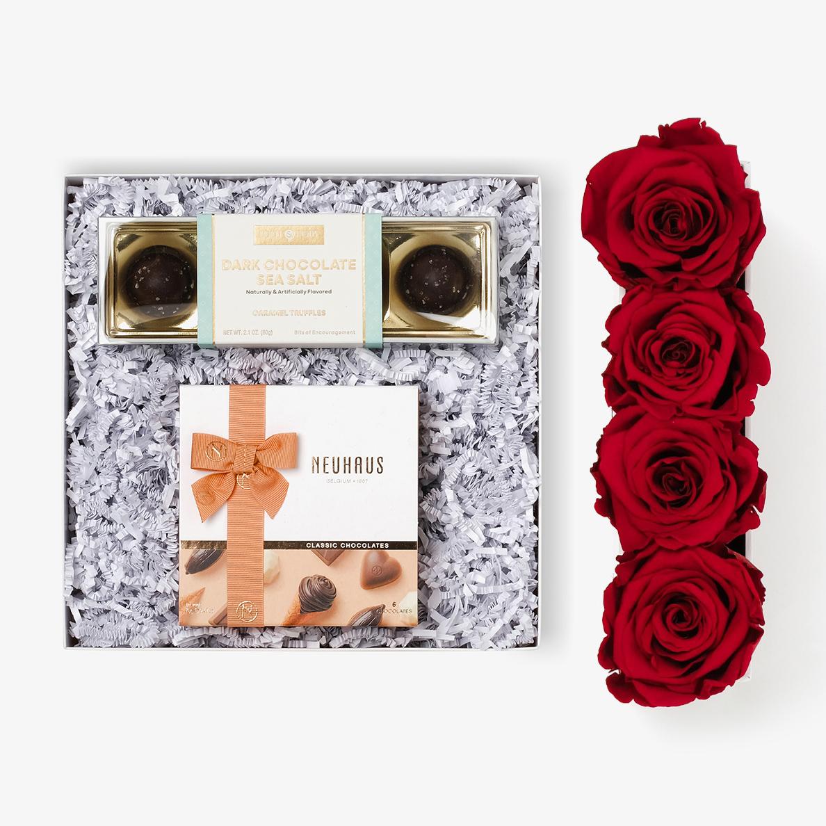 Chocolate Duo Luxe - Small Rose Box - Red Rose - Black Box