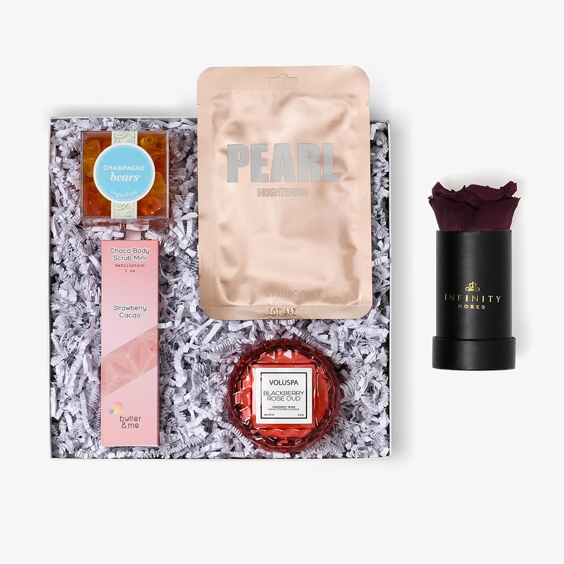 Pamper Bundle - Single Rose Box - Violet Rose - Black Box