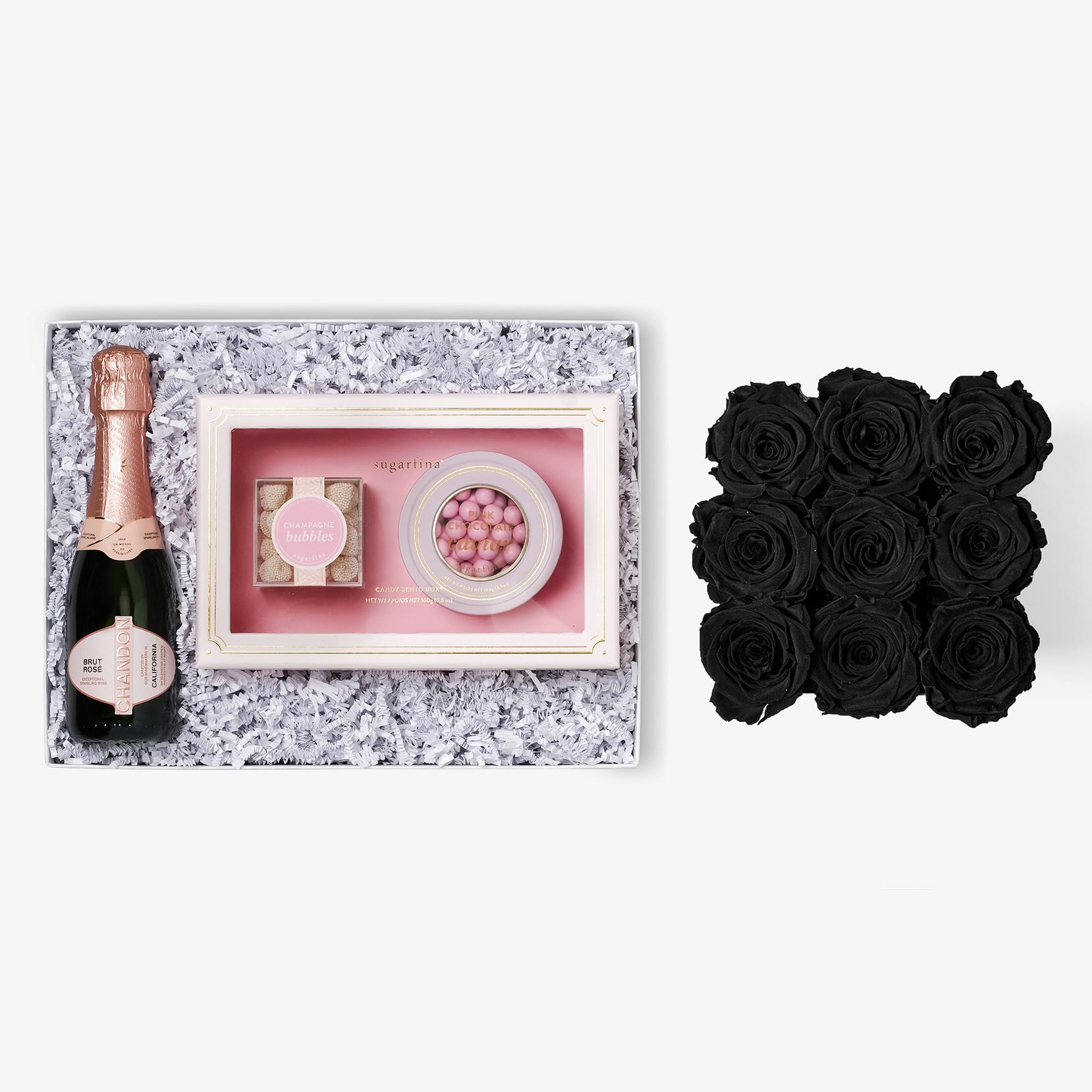 Rosé & Caviar - Medium Square Box - Black Rose - Black Box