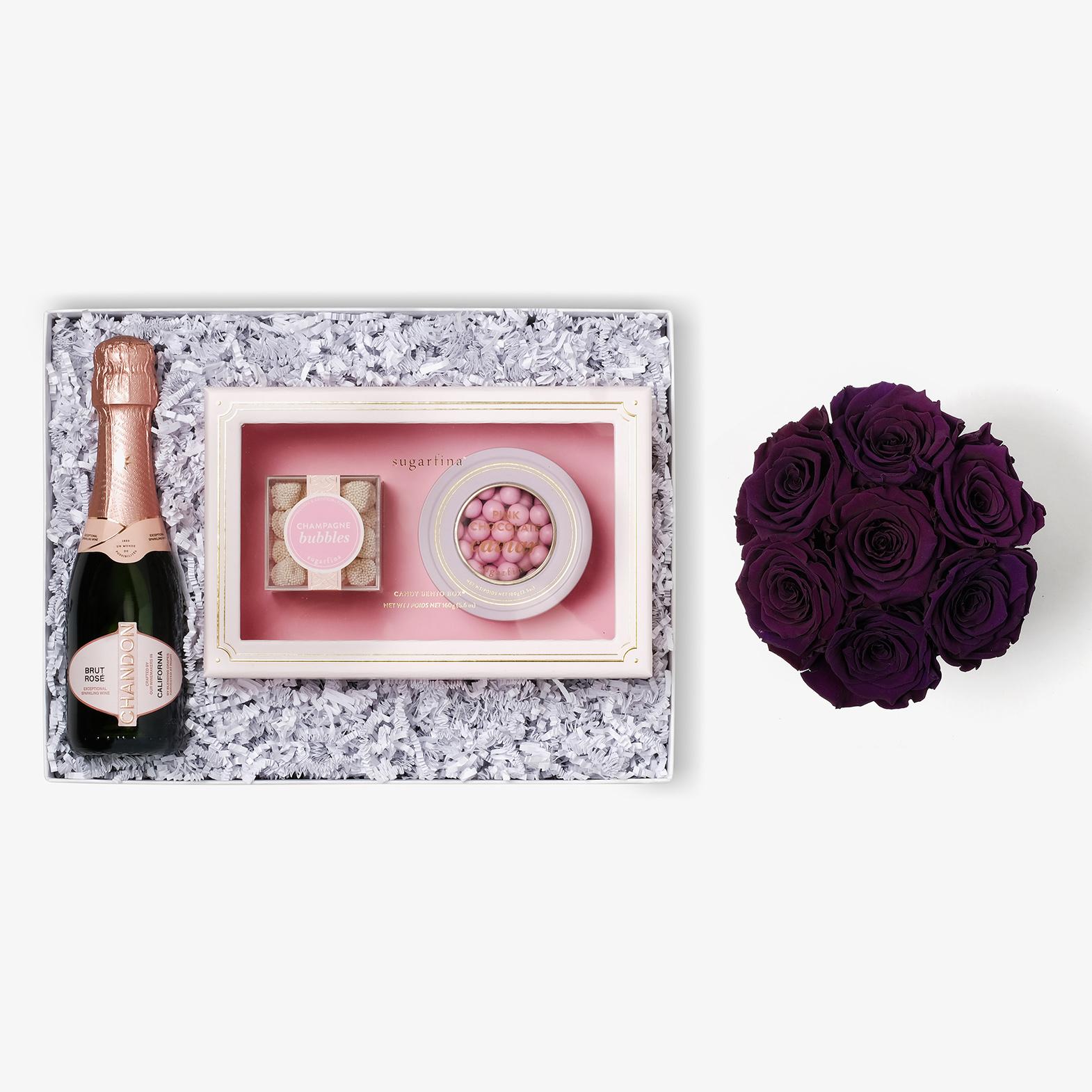 Rosé & Caviar - Medium Bloom Box - Violet Rose - Black Box