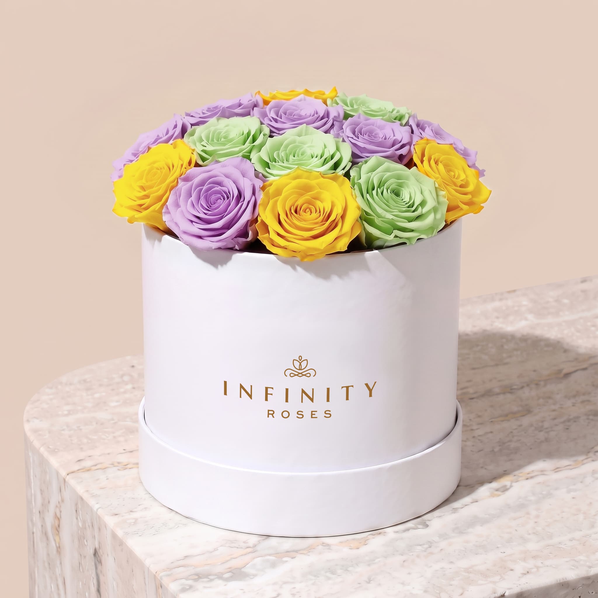 Large Bloom Rose Box - Pistachio Rose - White Box