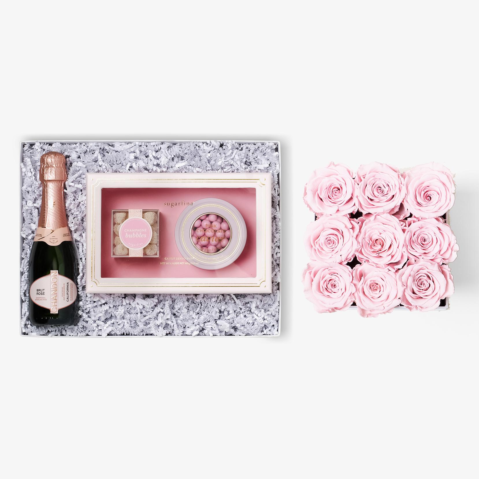 Rosé & Caviar - Medium Square Box - Pink Rose - White Box