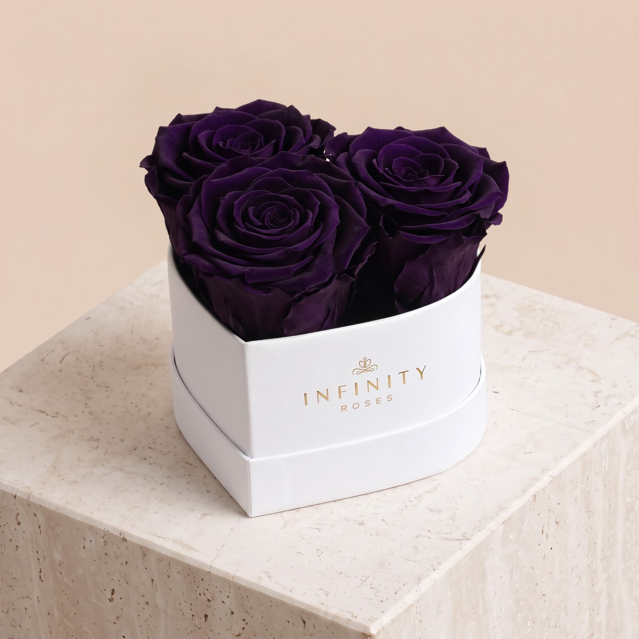 Small Heart Box - Violet Rose - White Box