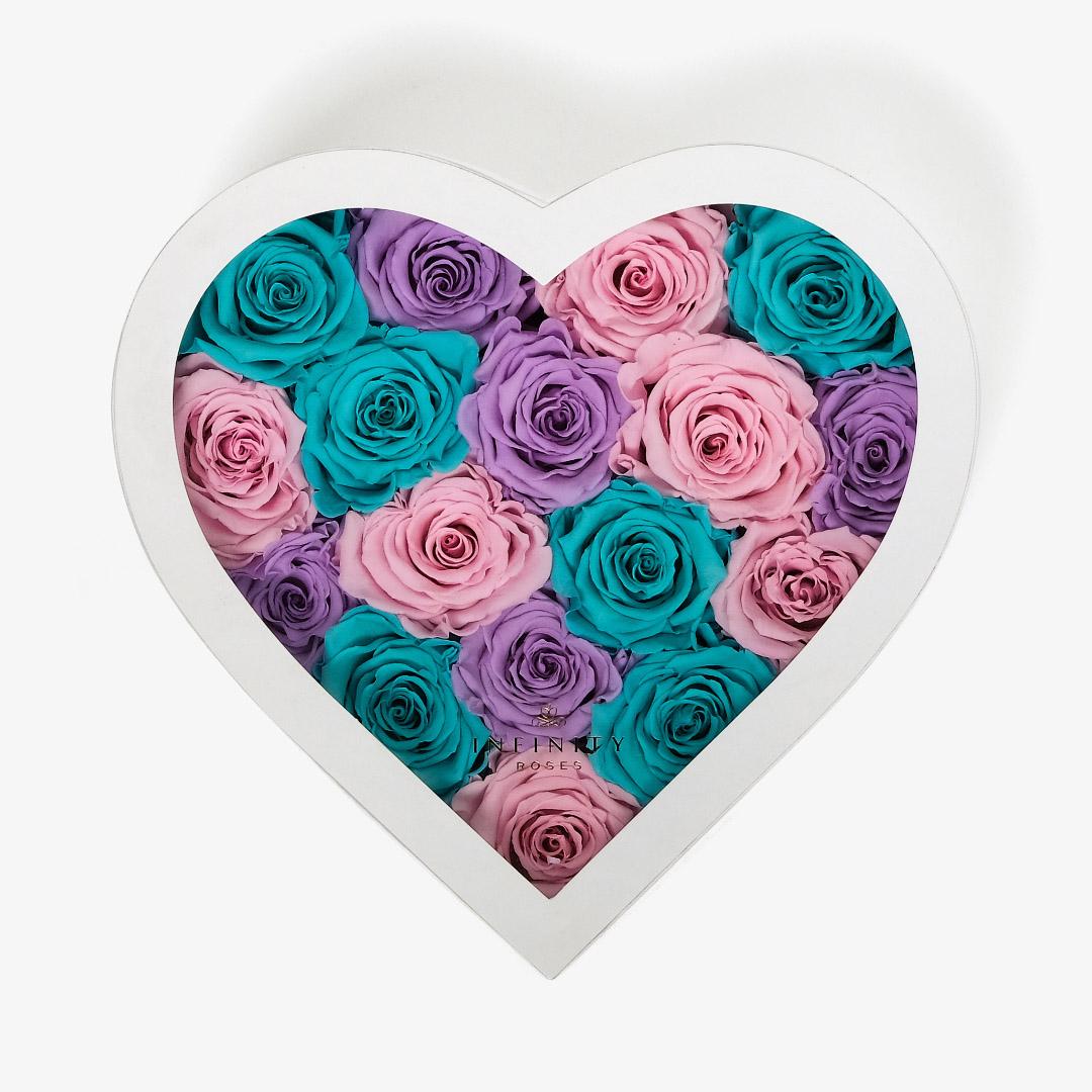 Large Ombre Heart Box - Pastel Ombre Rose - White Box