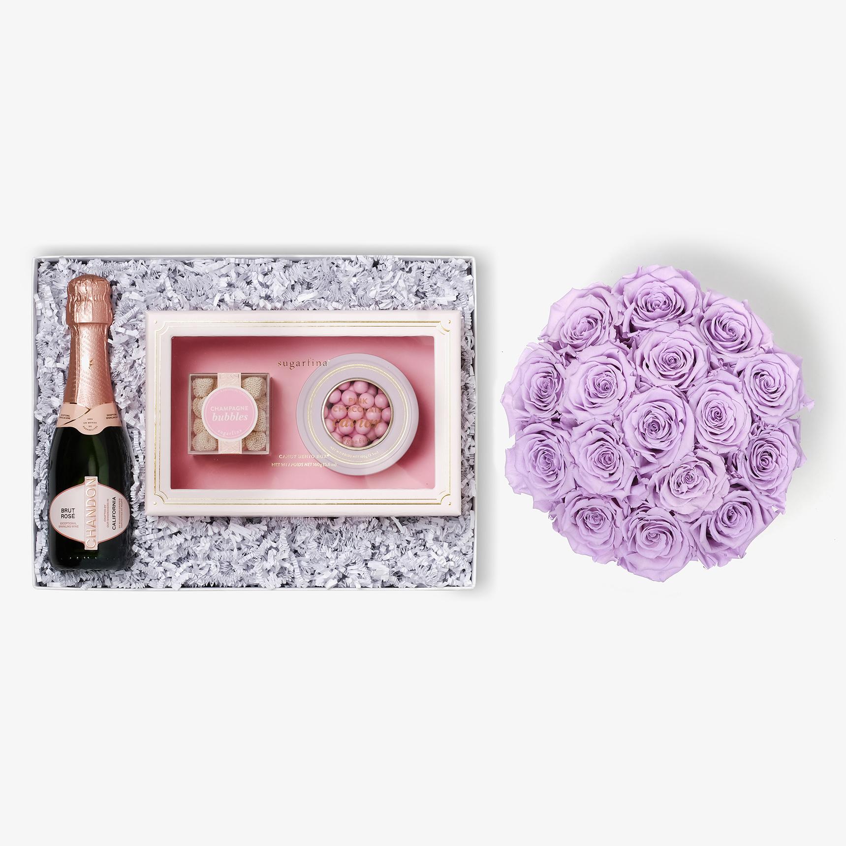 Rosé & Caviar - Large Bloom Box - Lavender Rose - Black Box