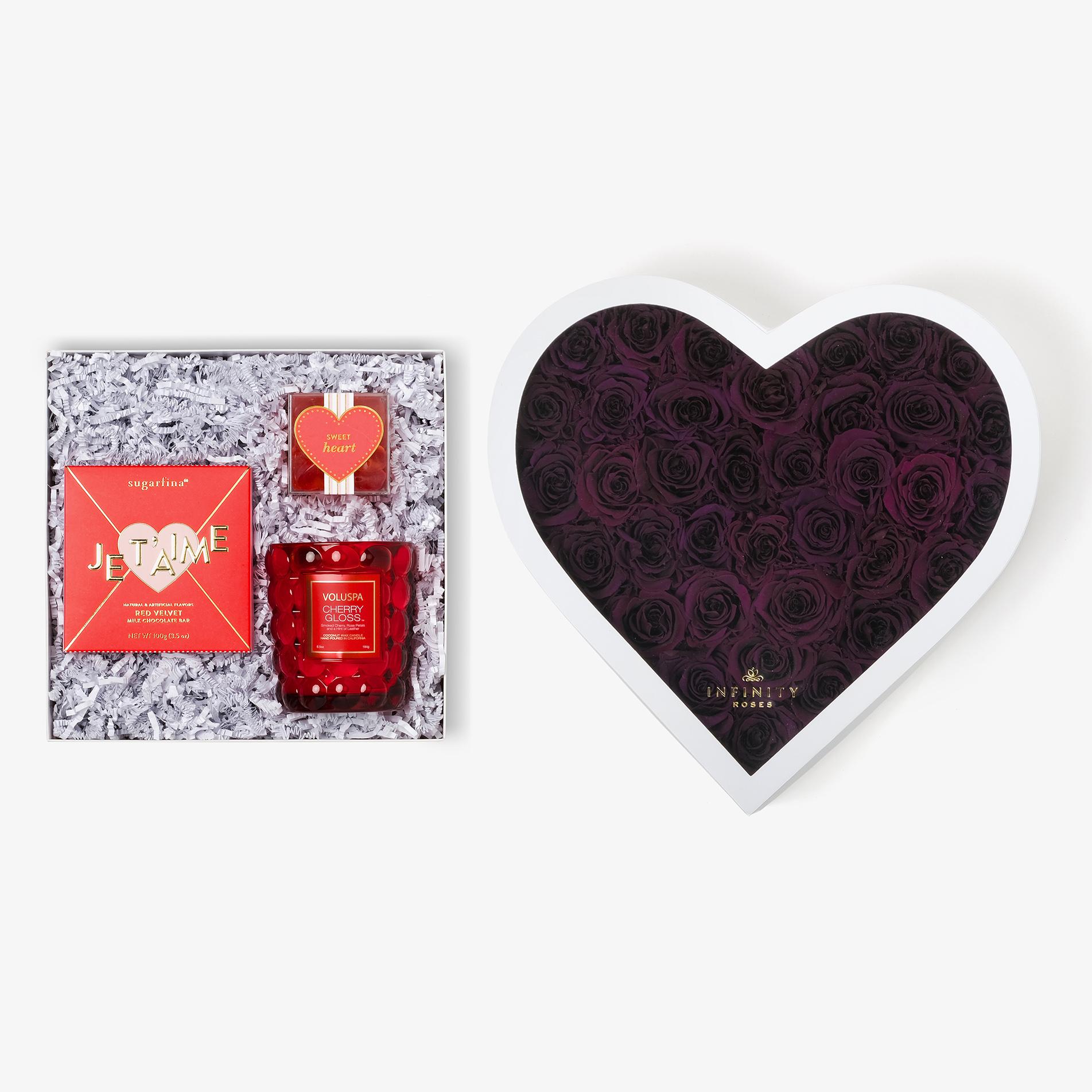 Candle & Treats - Grand Heart Box - Violet Rose - White Box