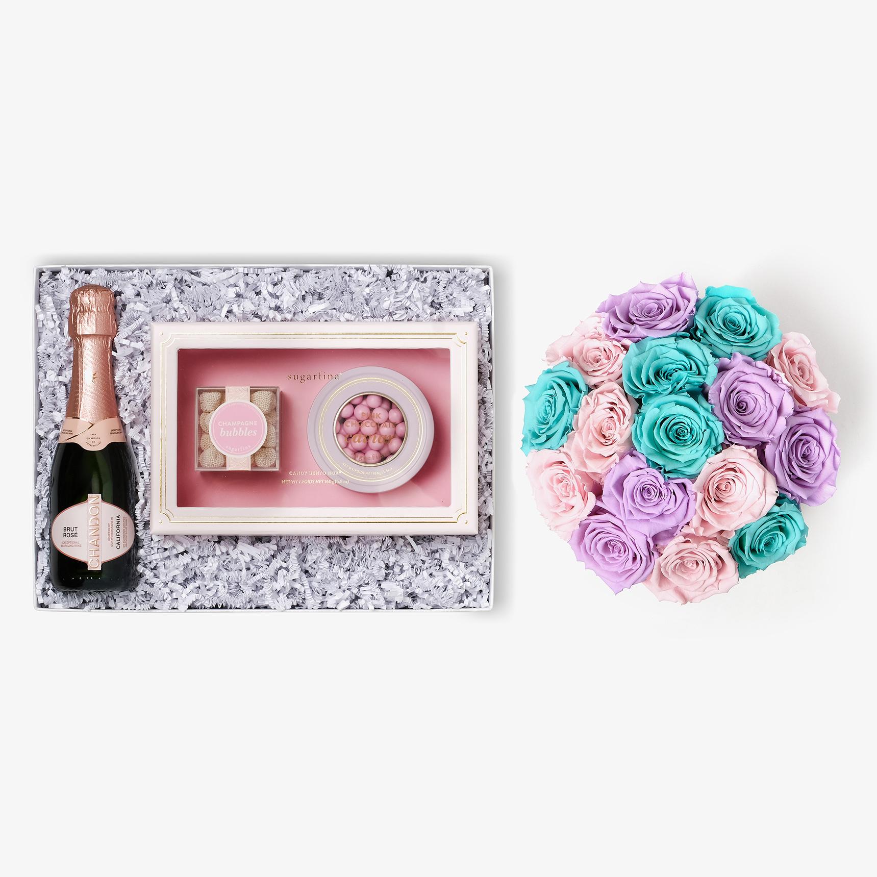 Rosé & Caviar - Large Bloom Box - Pastel Ombre Rose - White Box