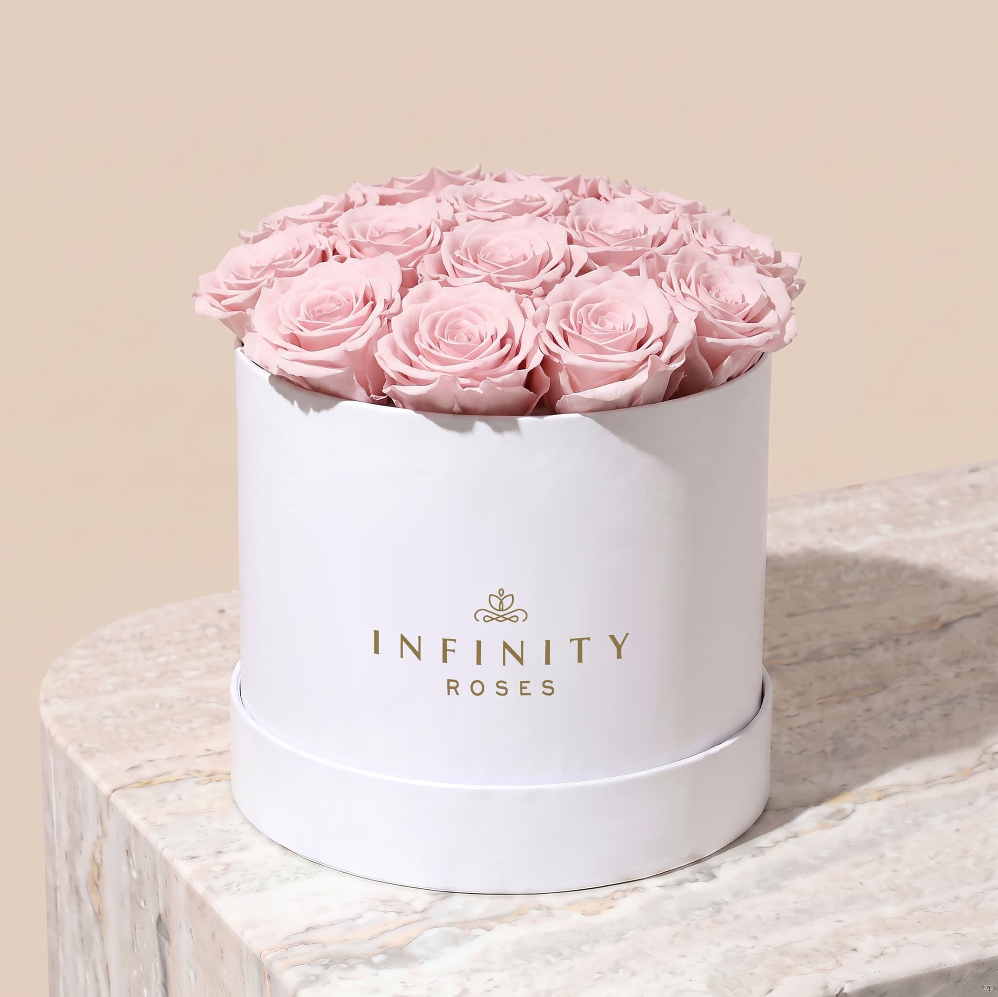 Large Bloom Rose Box - Pink Rose - White Box