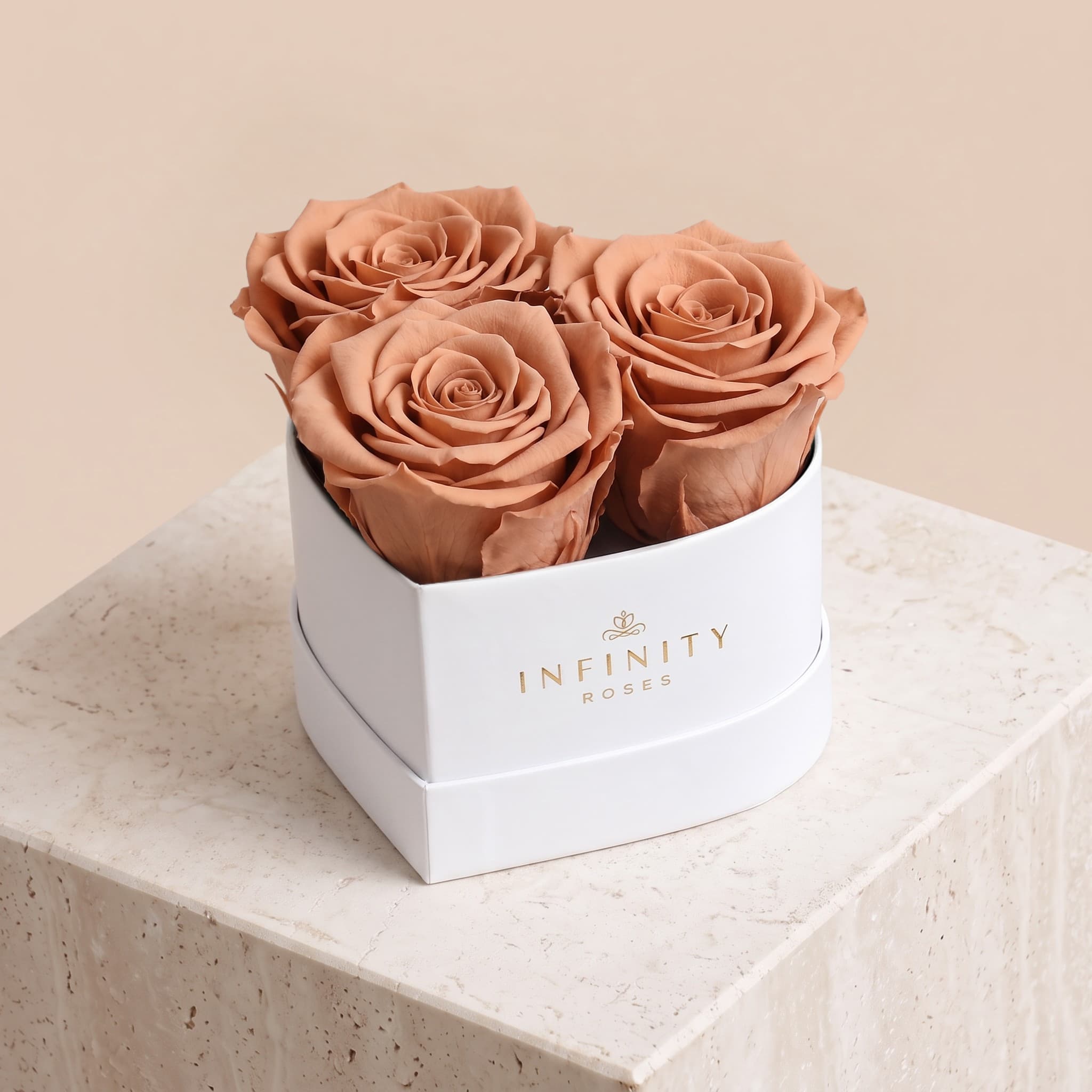 Small Heart Box - Chocolate Rose - White Box
