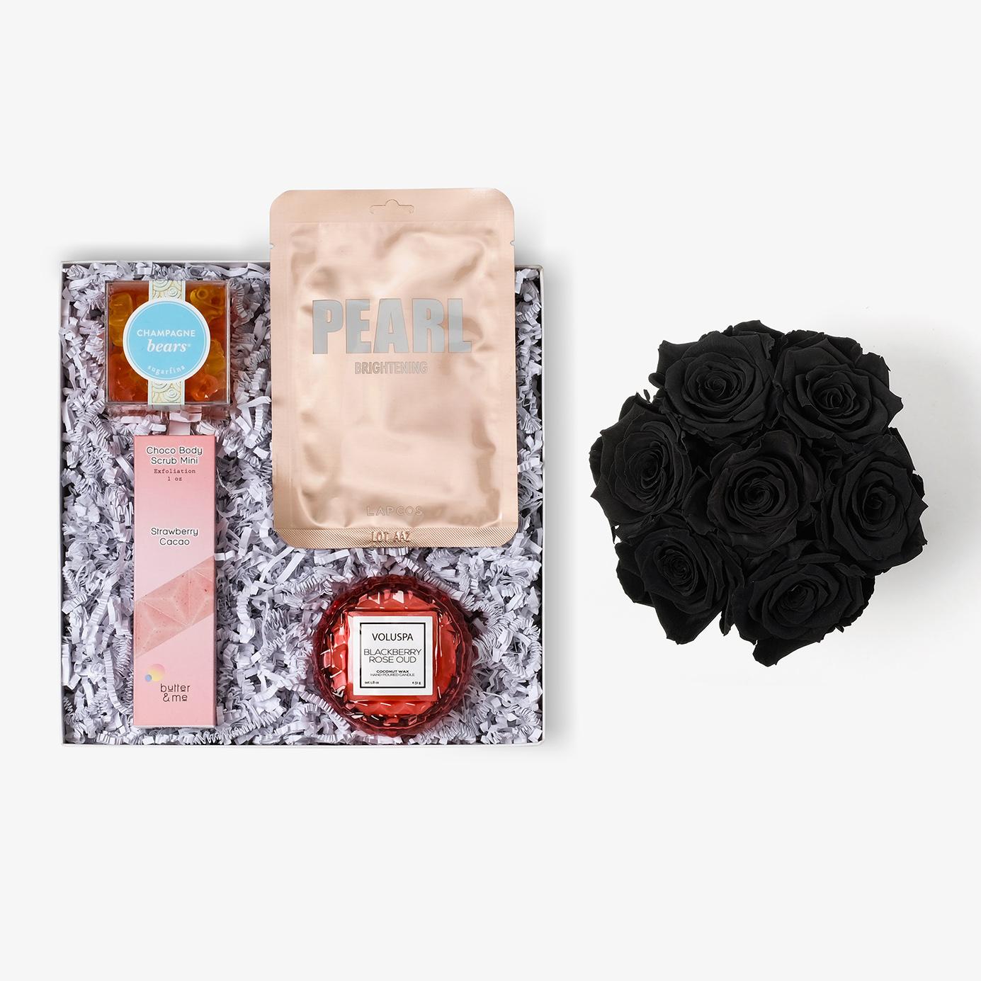 Pamper Bundle - Medium Bloom Box - Black Rose - Black Box