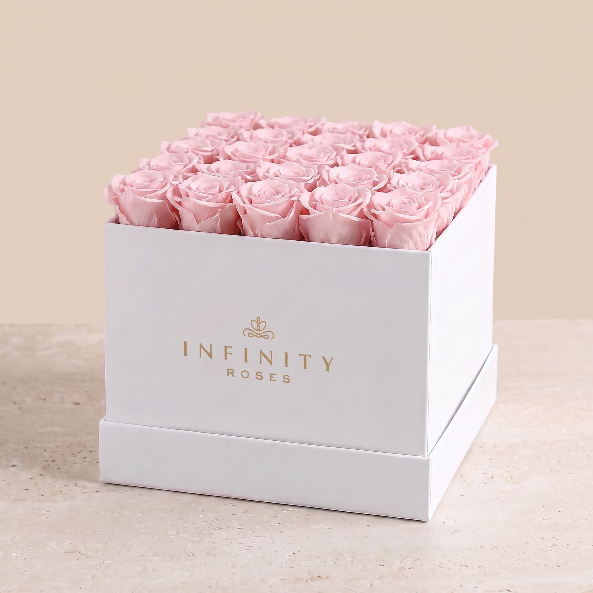 X-Large Square Rose box - Pink Rose - White Box