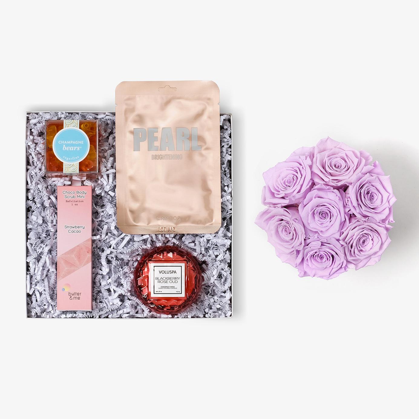 Pamper Bundle - Medium Bloom Box - Lavender Rose - Black Box