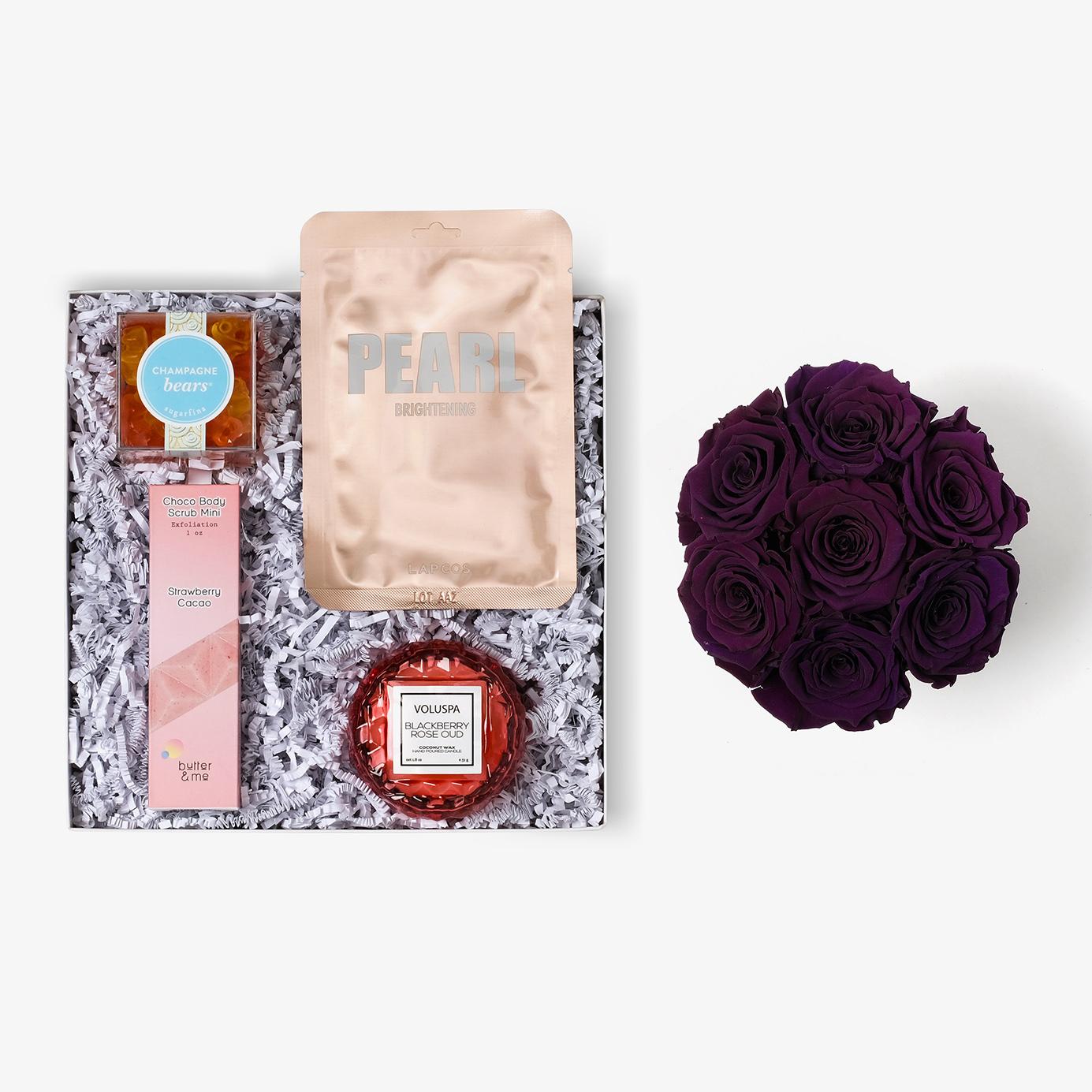 Pamper Bundle - Medium Bloom Box - Violet Rose - White Box