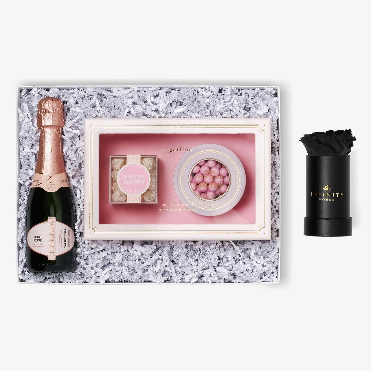 Rosé & Caviar - Single Rose Box - Black Rose - Black Box