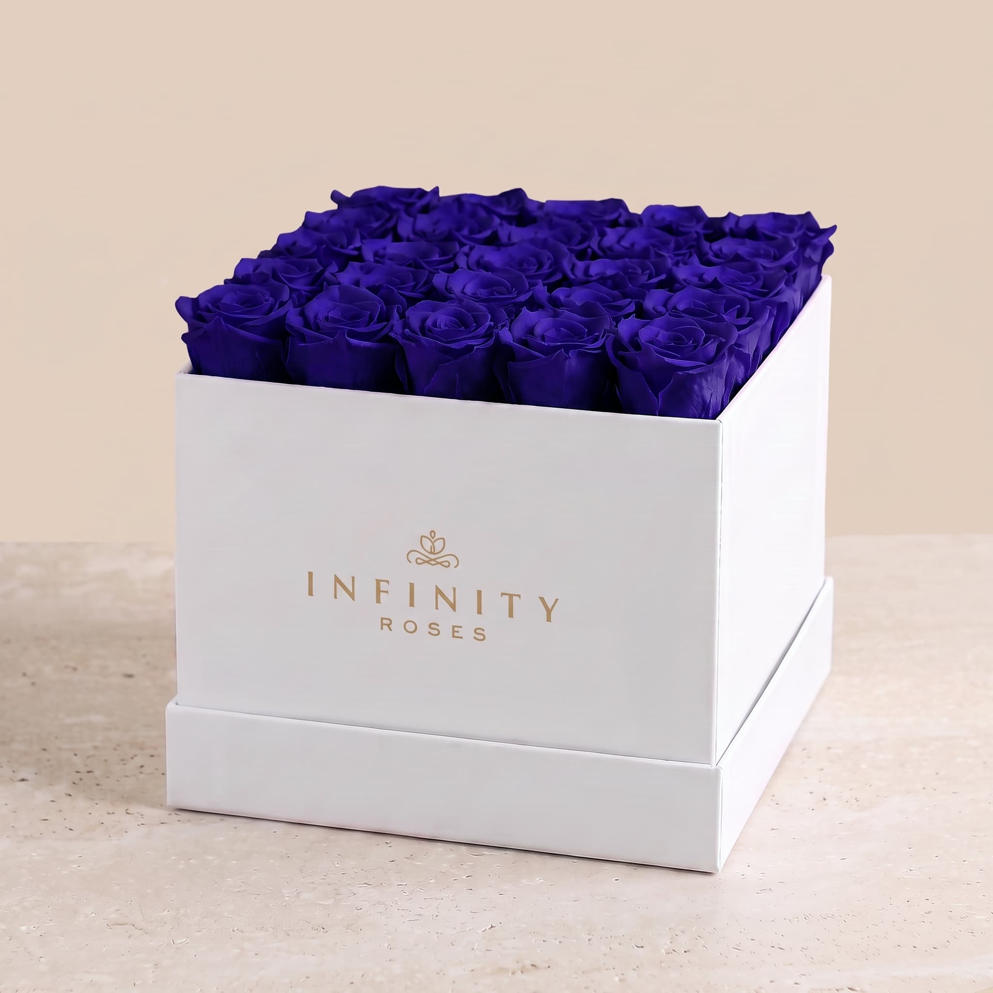 X-Large Square Rose box - Royal Blue Rose - White Box