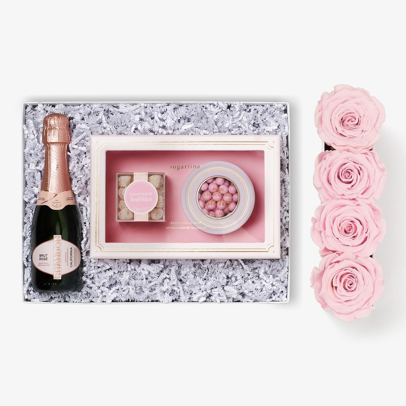 Rosé & Caviar - Small Rose Box - Pink Rose - Black Box