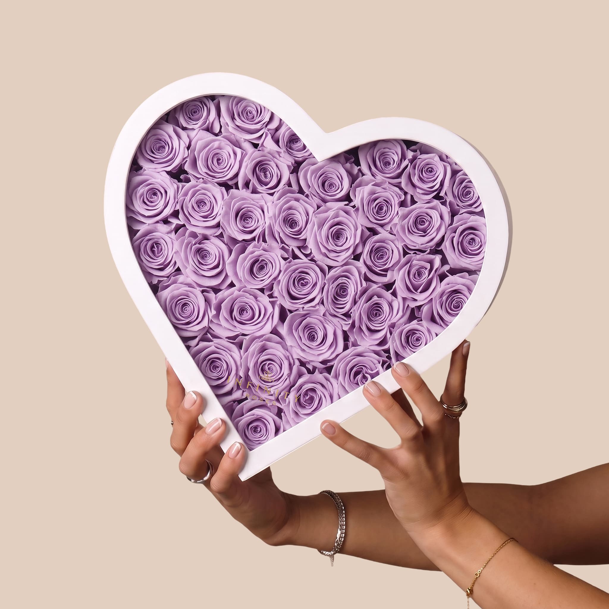 Grand Heart Box - Lavender Rose - White Box