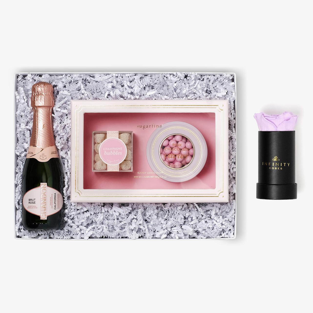 Rosé & Caviar - Single Rose Box - Pink Rose - Black Box