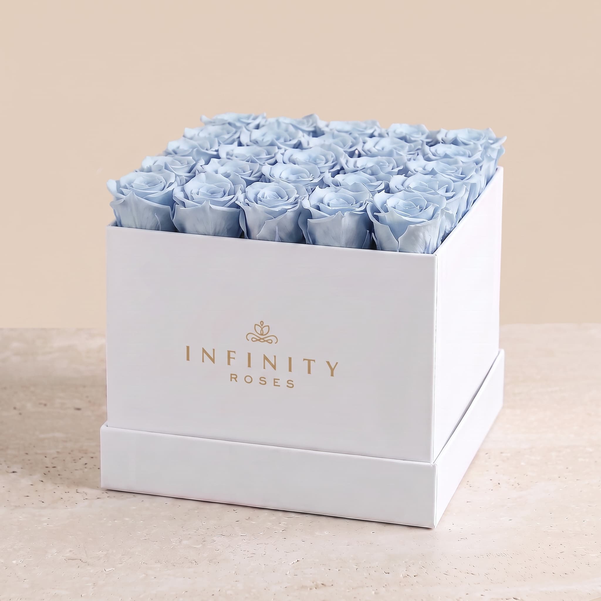 X-Large Square Rose box - Baby Blue Rose - White Box