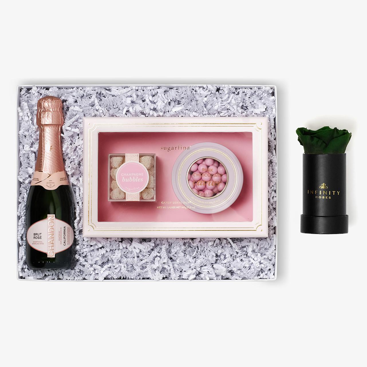 Rosé & Caviar - Single Rose Box - Emerald Green Rose - Black Box