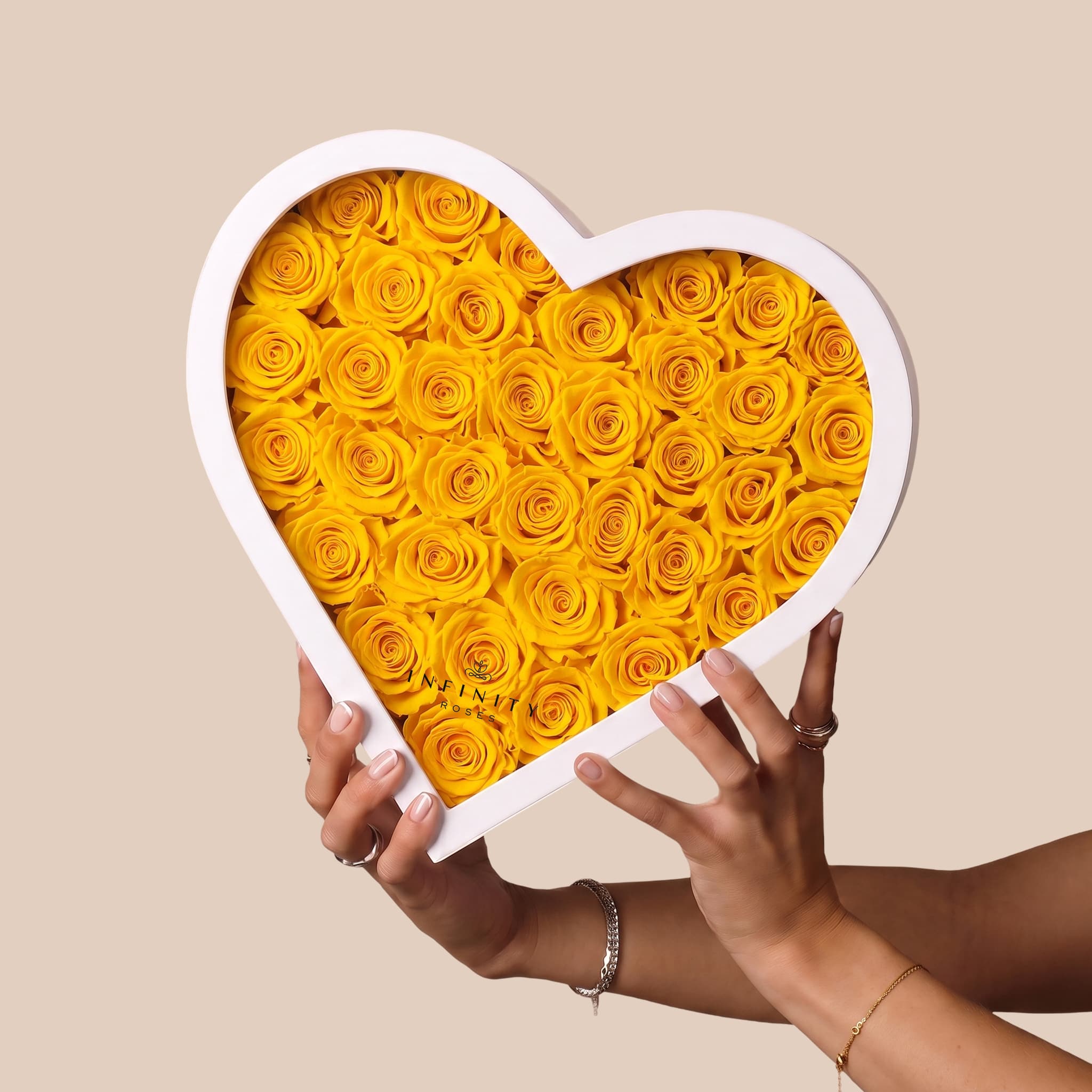 Grand Heart Box - Yellow Rose - White Box