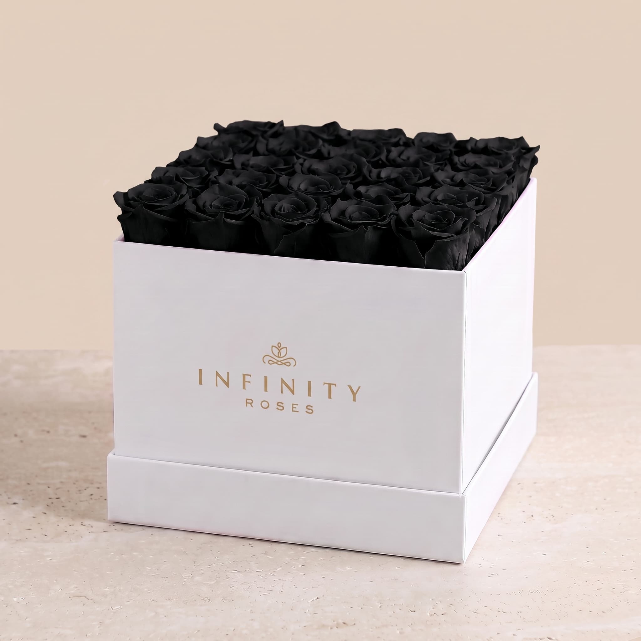X-Large Square Rose box - Black Rose - White Box