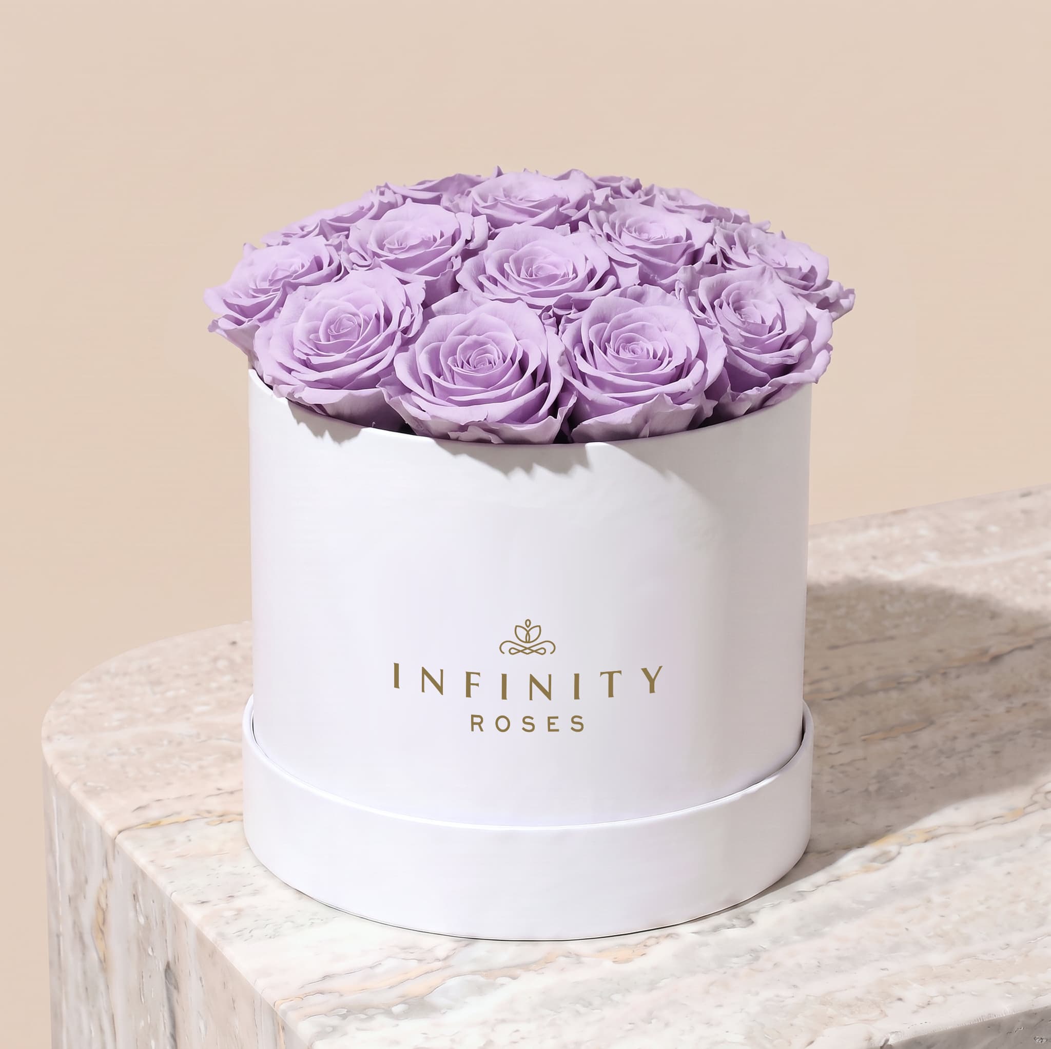 Large Bloom Rose Box - Lavender Rose - White Box