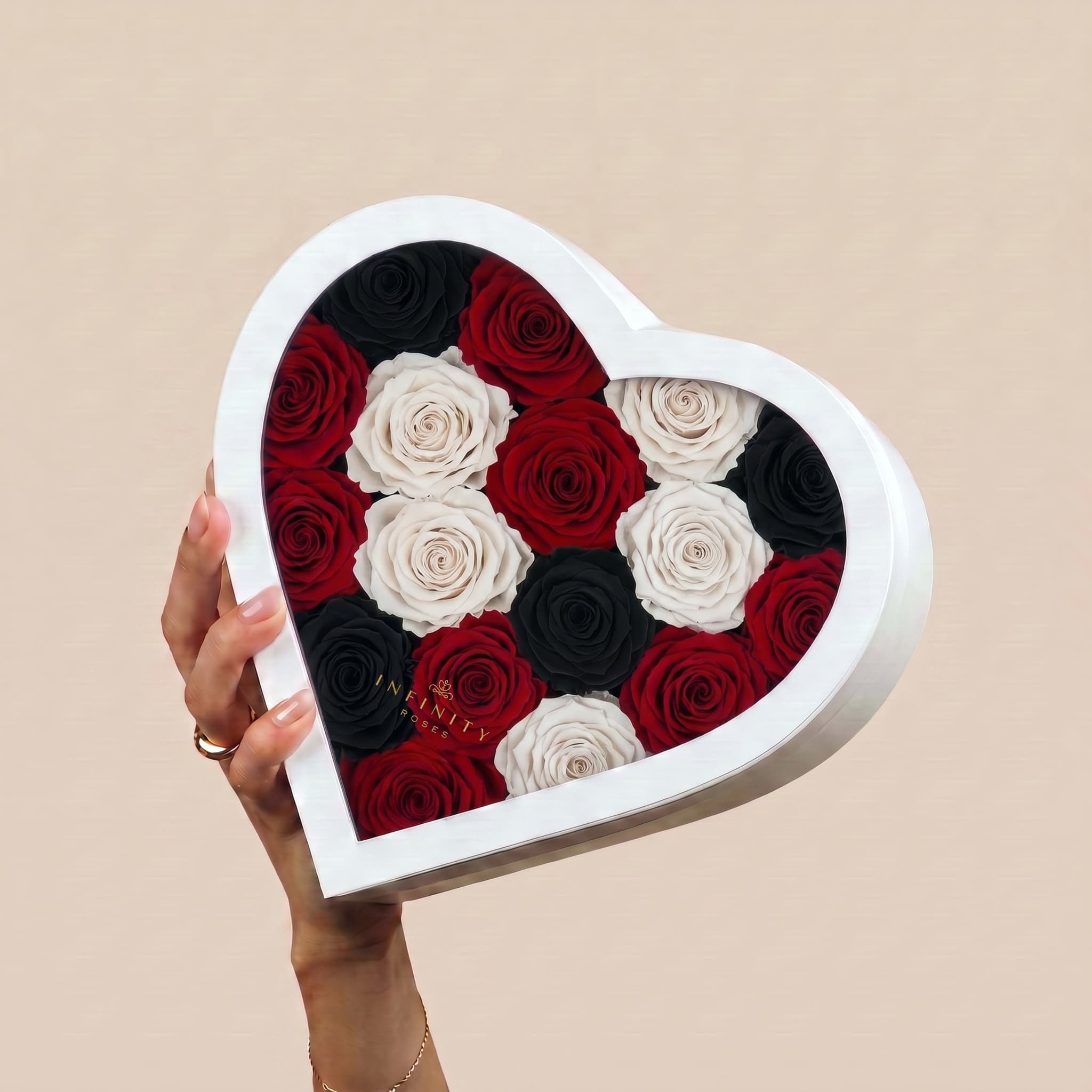 Large Heart Box - Opera Rose - White Box
